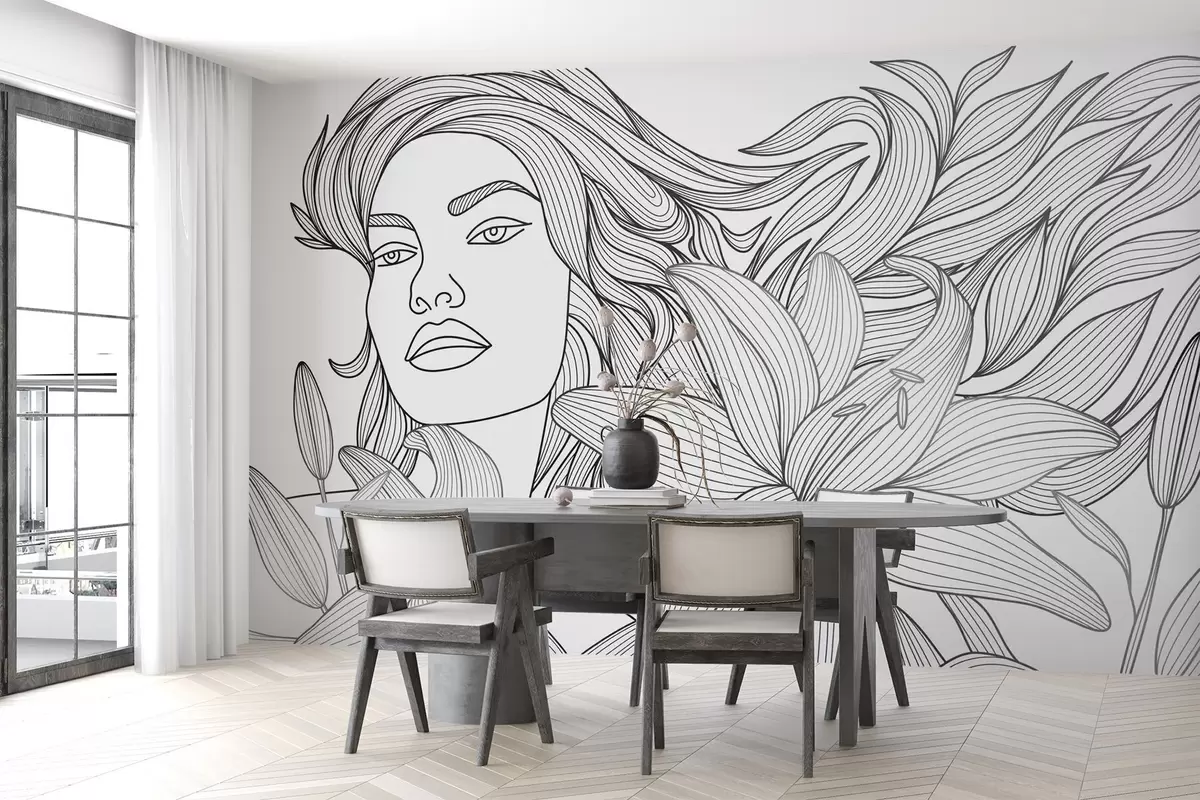 wall murals Портрет девојке у цветовима љиљана w04689