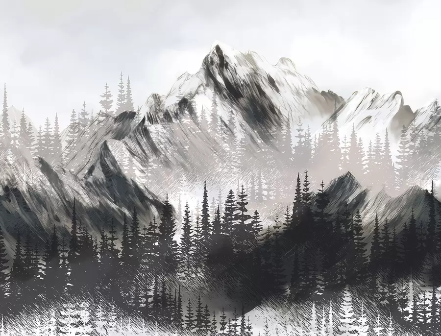 wall murals Планине и четинарска шума w04666