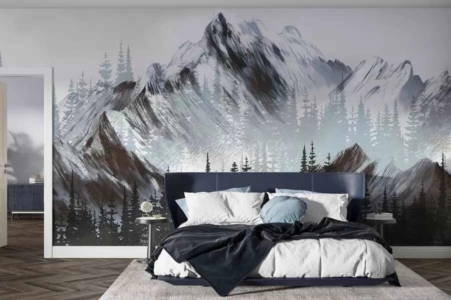 wall murals Планине и четинарска шума w04666v1
