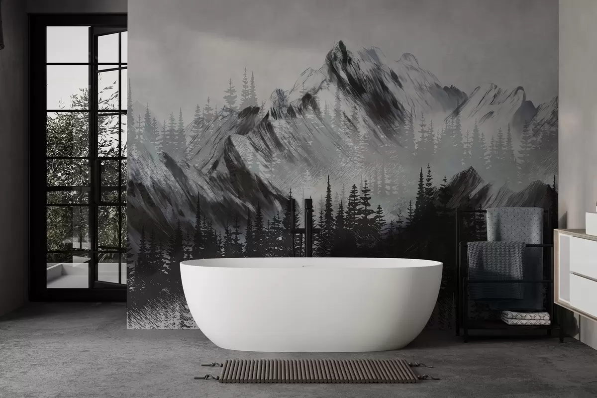 wall murals Планине и четинарска шума w04666v1