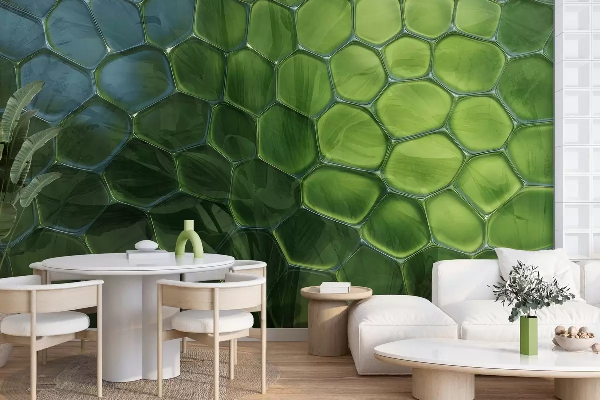 wall murals Лишће кроз стаклено саће w04667