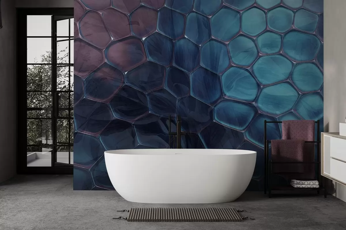 wall murals Лишће кроз стаклено саће w04667v1
