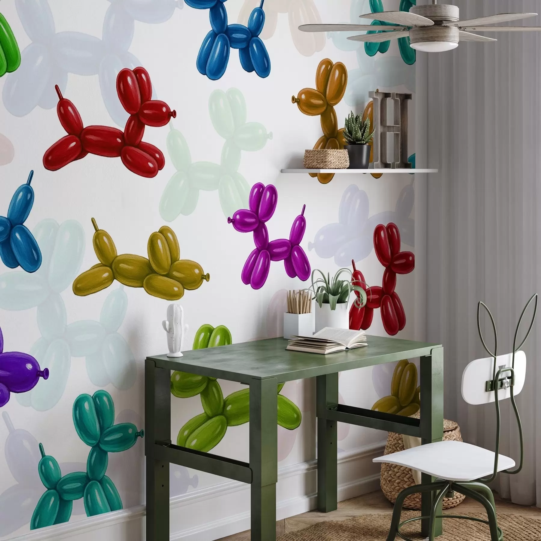 wall murals Осликани пси направљени од лоптица w04676