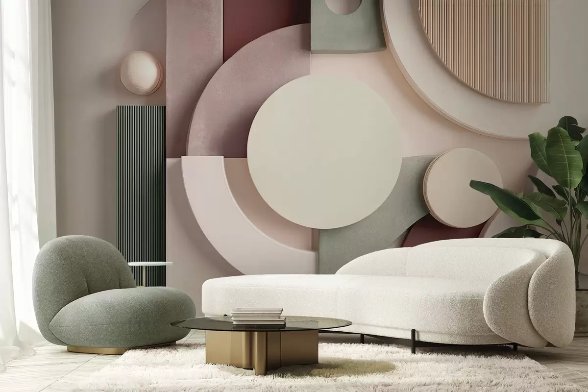 wall murals Модерна волуметријска апстракција у меким нијансама w09441