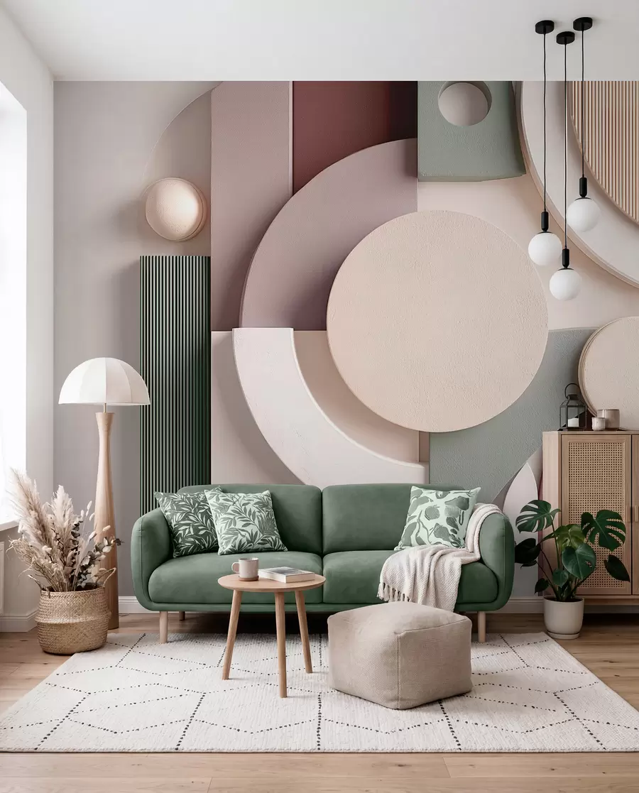 wall murals Модерна волуметријска апстракција у меким нијансама w09441