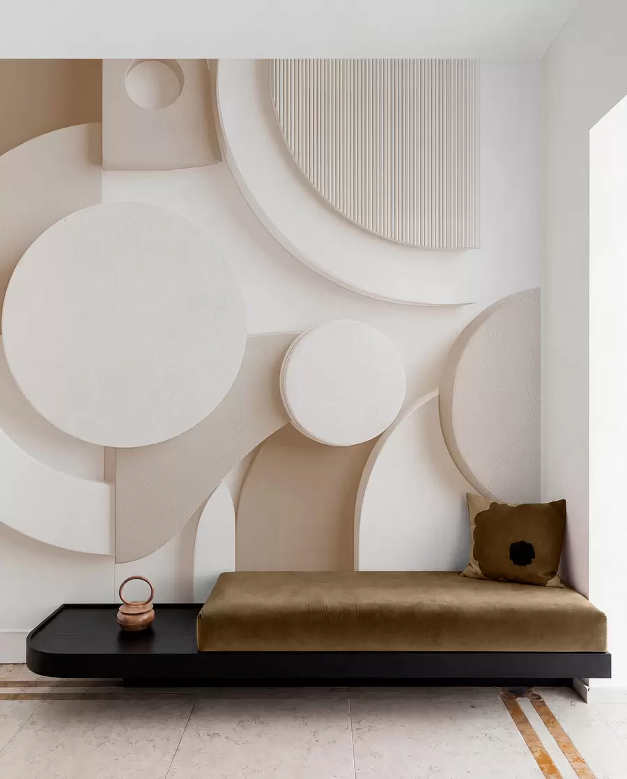 wall murals Модерна волуметријска апстракција у беж нијансама w09441v1
