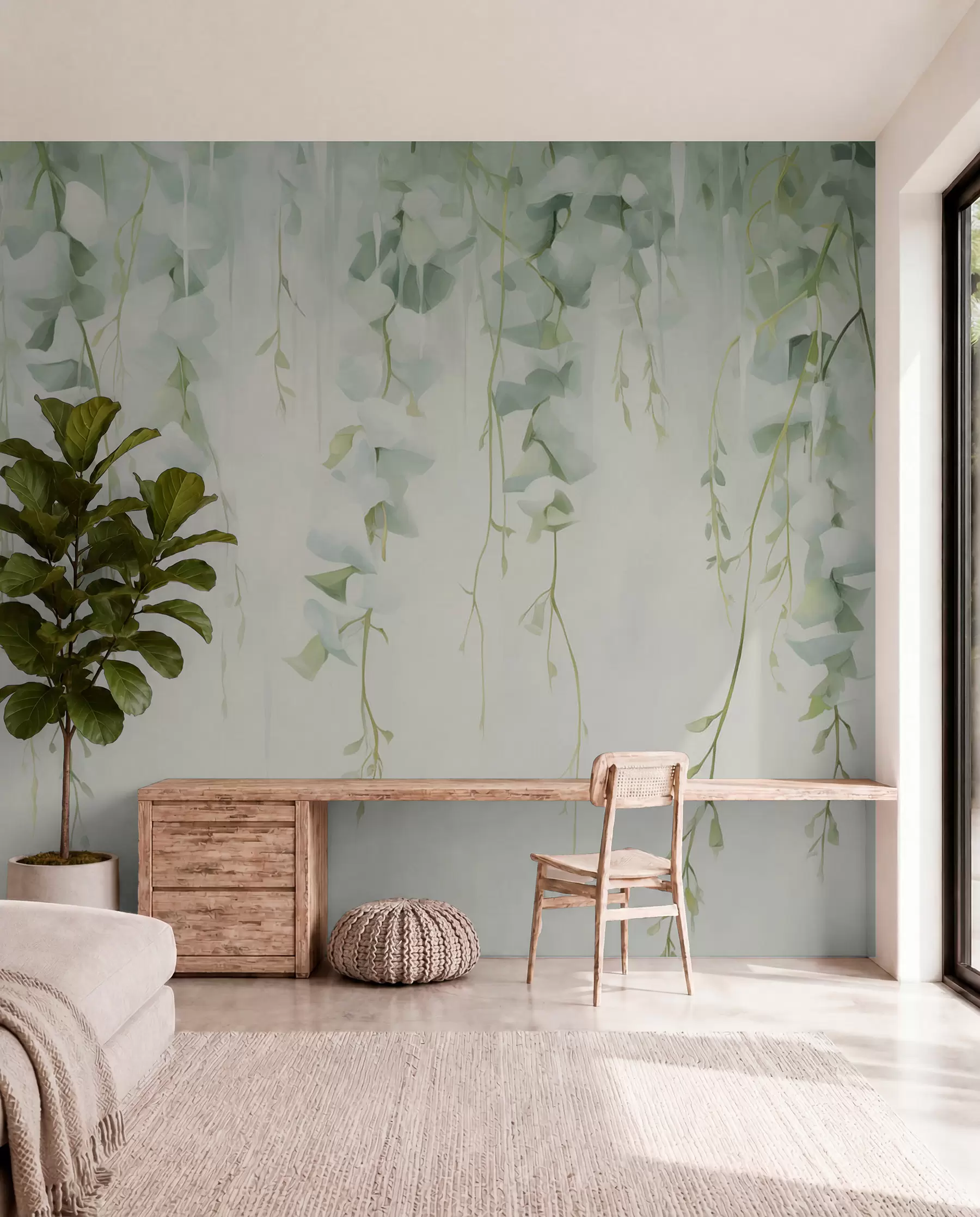 wall murals Zavjesa lišća u boji žalfije w04722