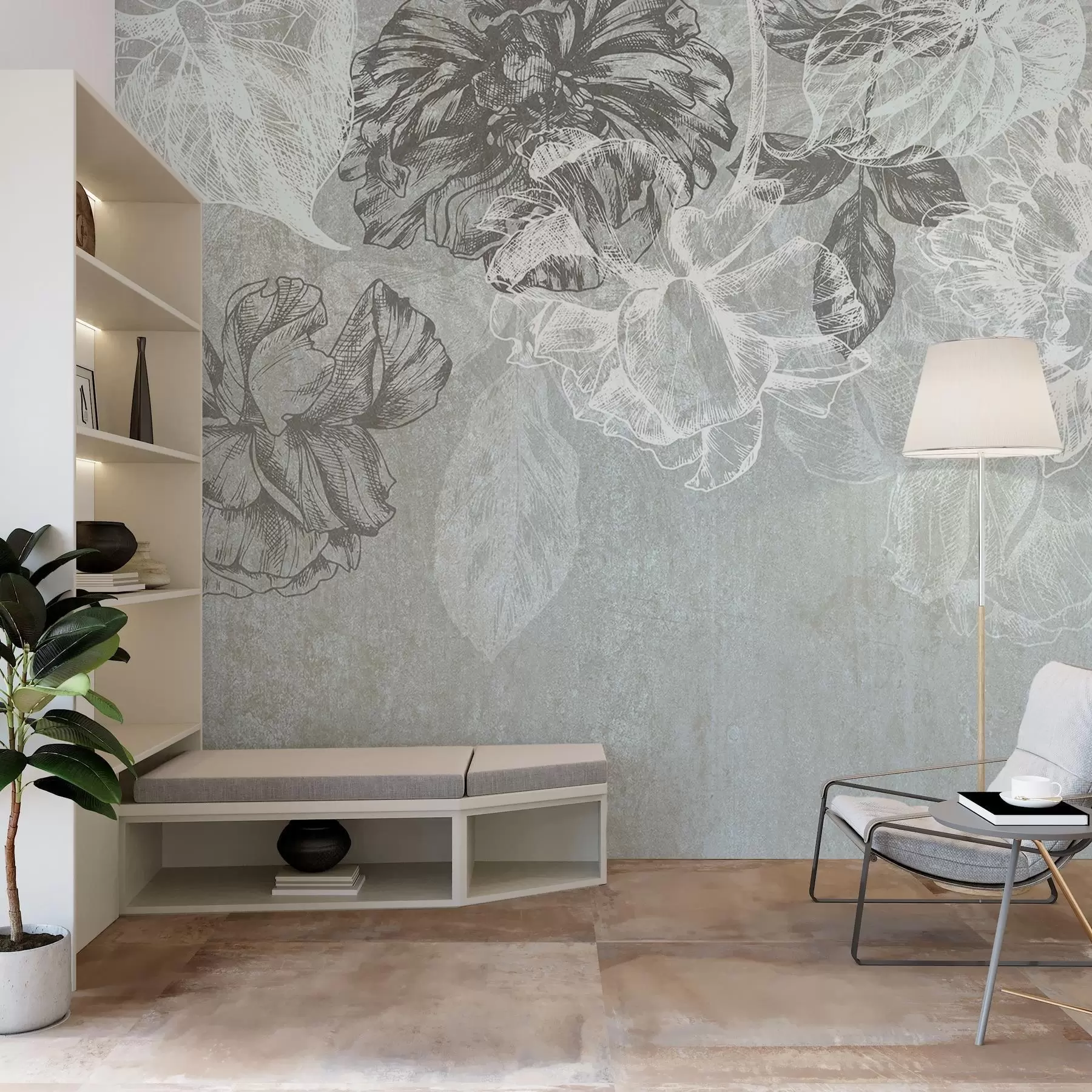 wall murals Висеће контурно цвеће w04665