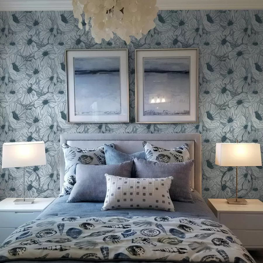 wall murals Линеарно цвеће у хладној сиво-плавој палети a00636v2