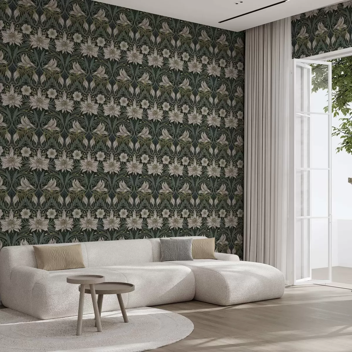 Позадина Композиција у стилу сецесије са љиљанима на тамној позадини a00696