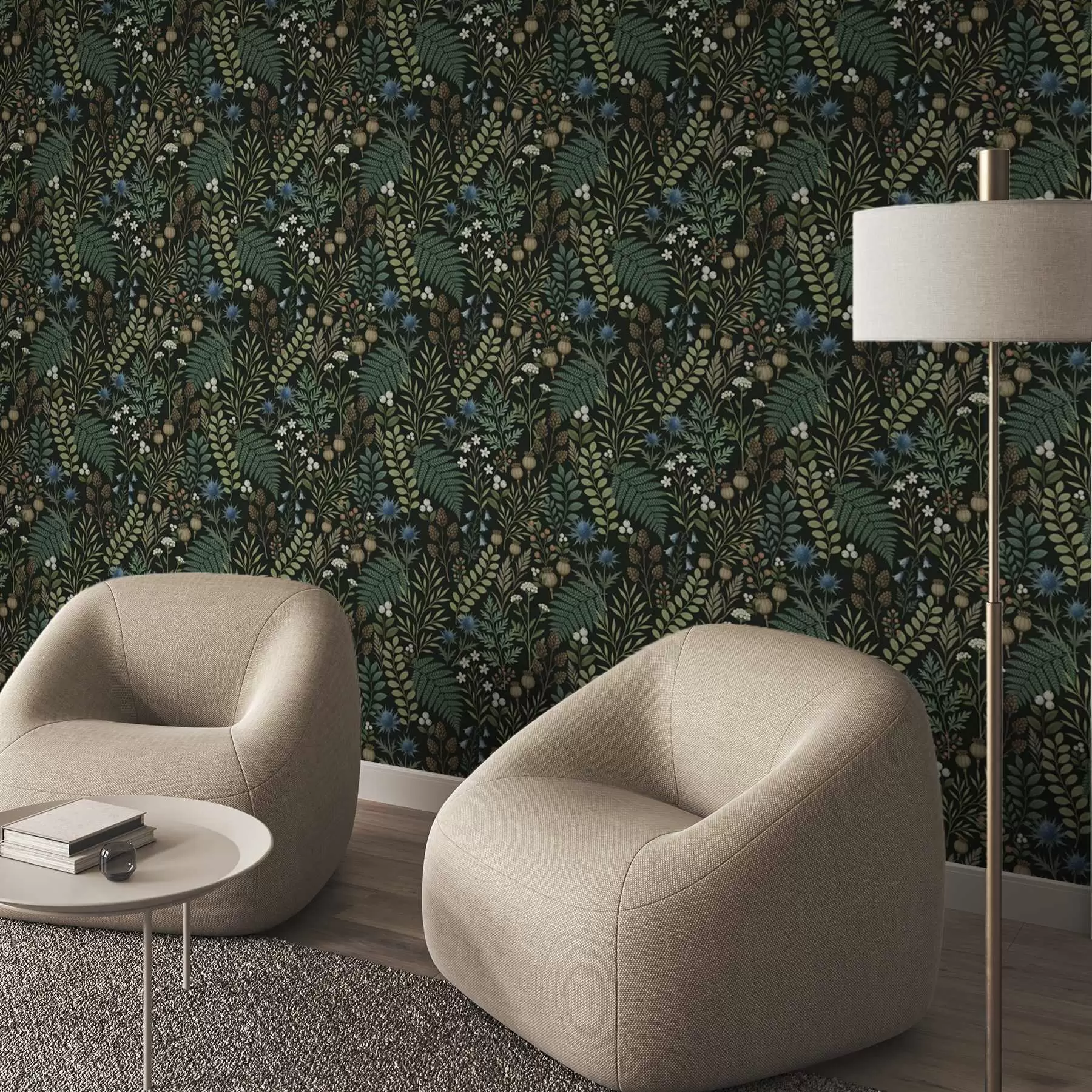 wall murals Пољске траве, бобице и семе на тамној позадини a00706