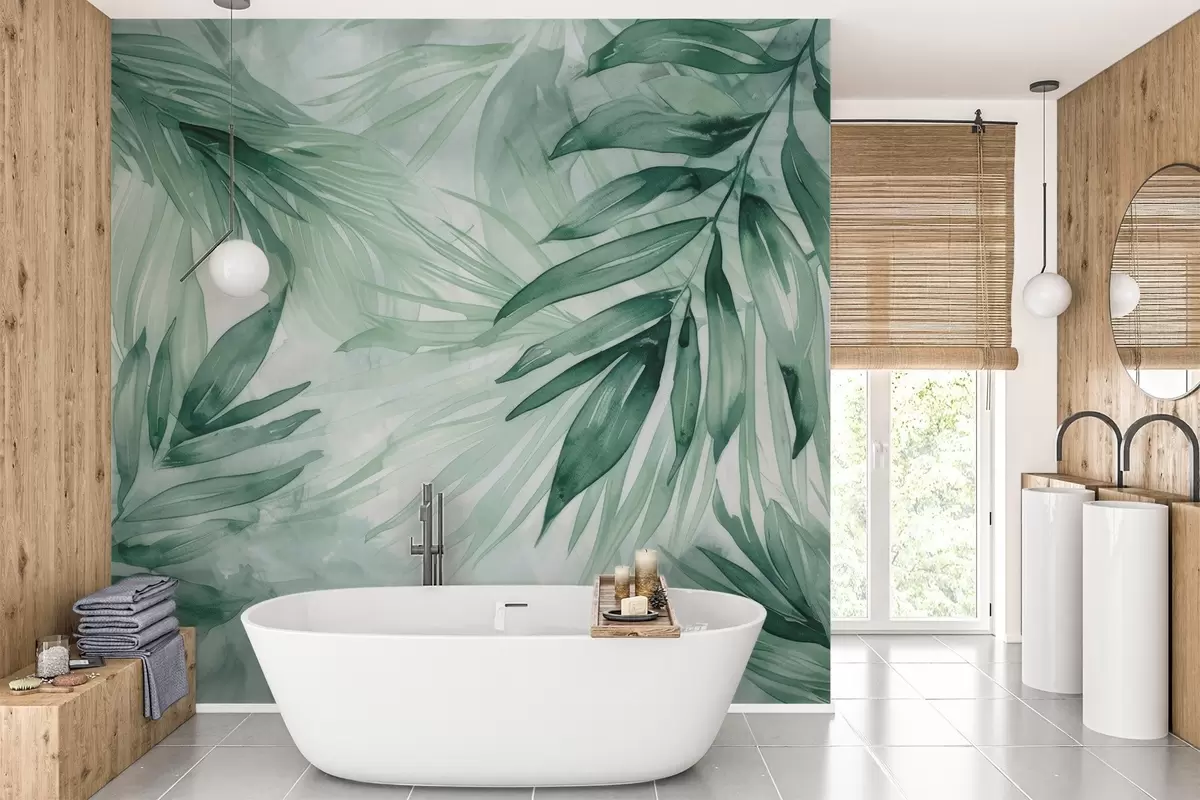 wall murals Акварел са листовима папрати w04694