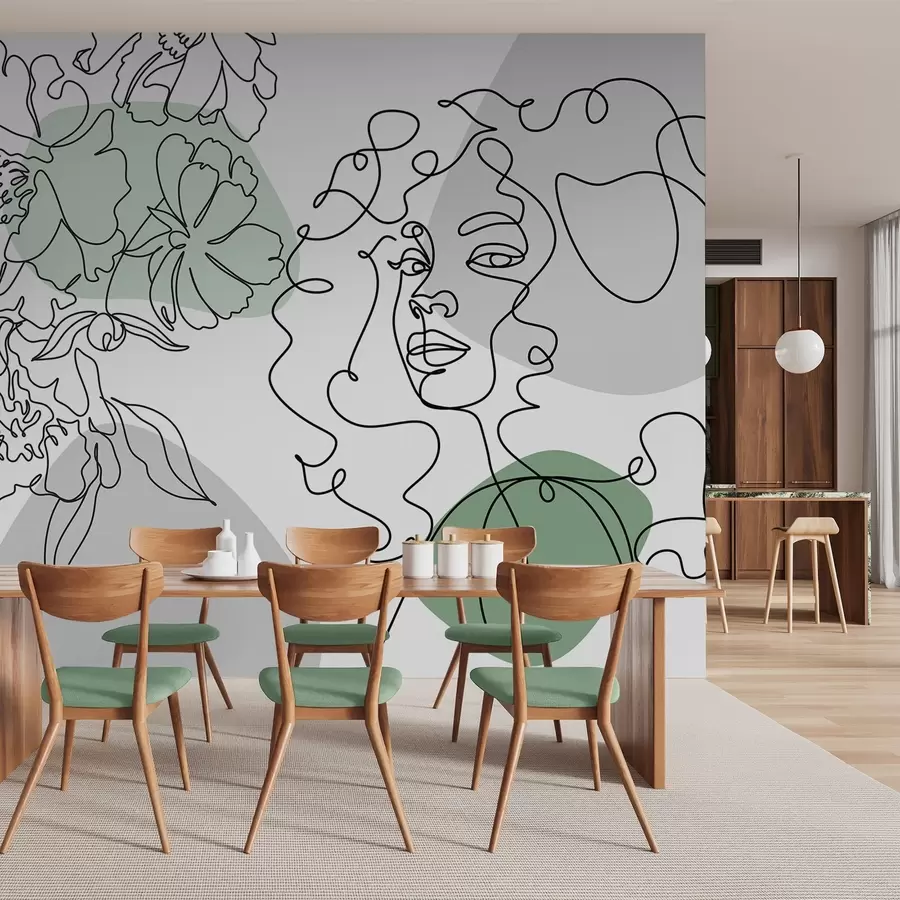 wall murals Девојка у редовима w04724v1