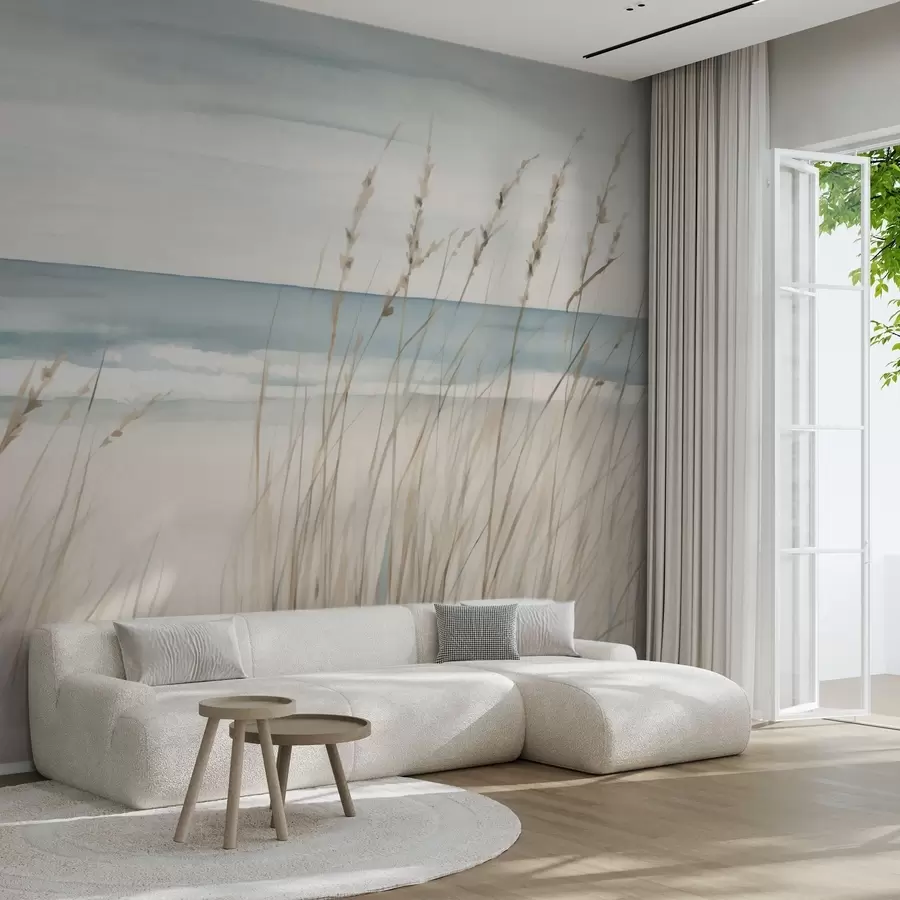 wall murals Меке траве поред мора w04737