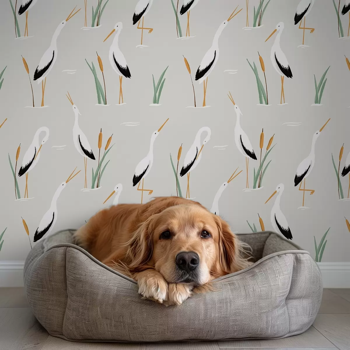 Позадина Чапље међу трском на светло сивој позадини a00650