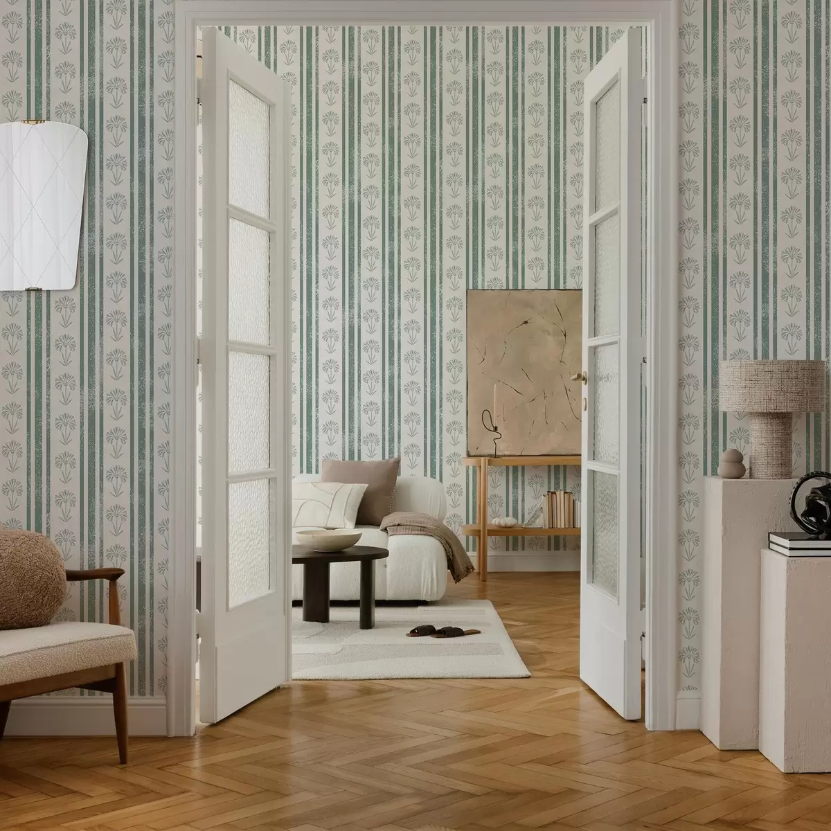 Позадина Узорак траке са цвећем у зеленим нијансама a00732