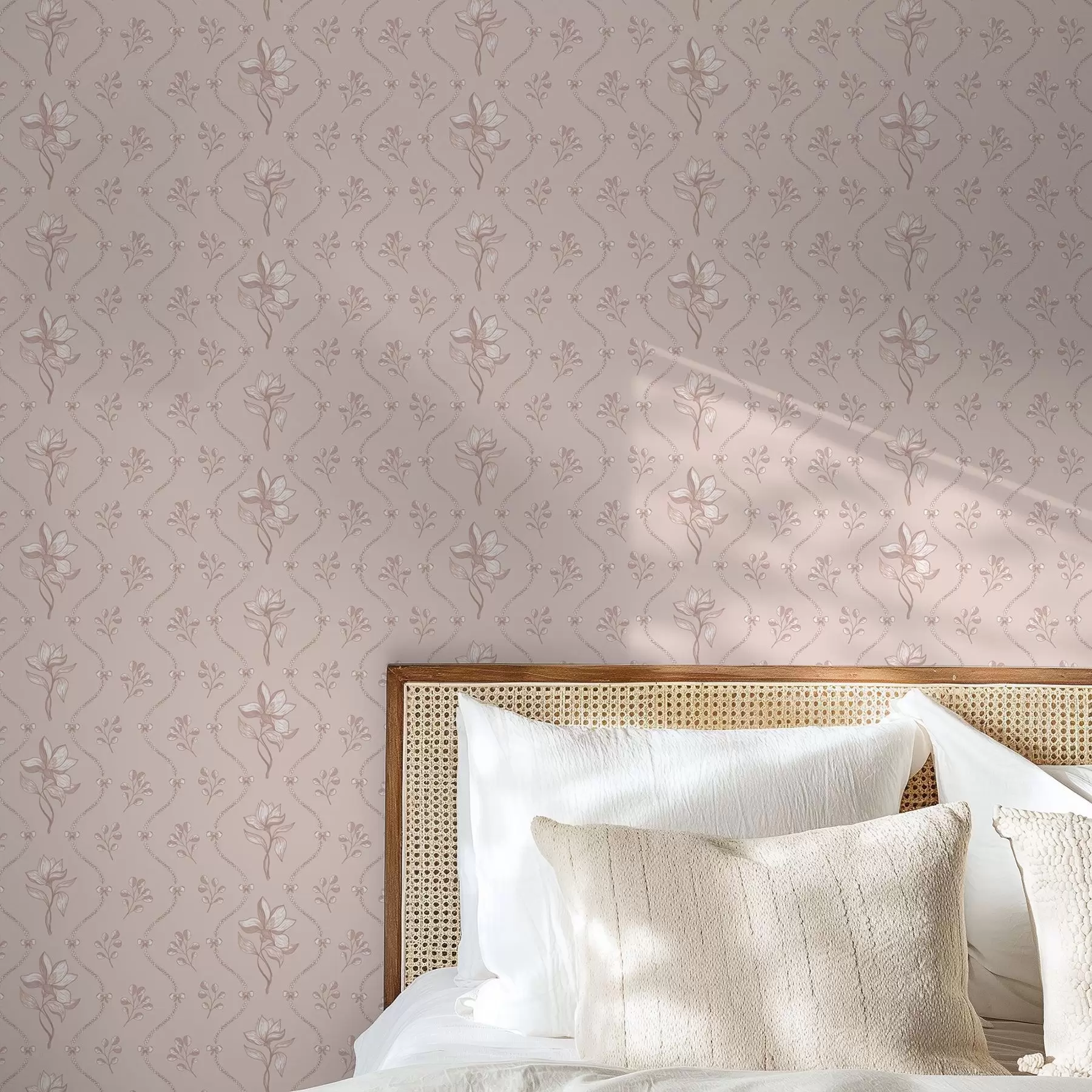 wall murals Мало цвеће и траке у нежним ружичастим и беж тоновима a00808