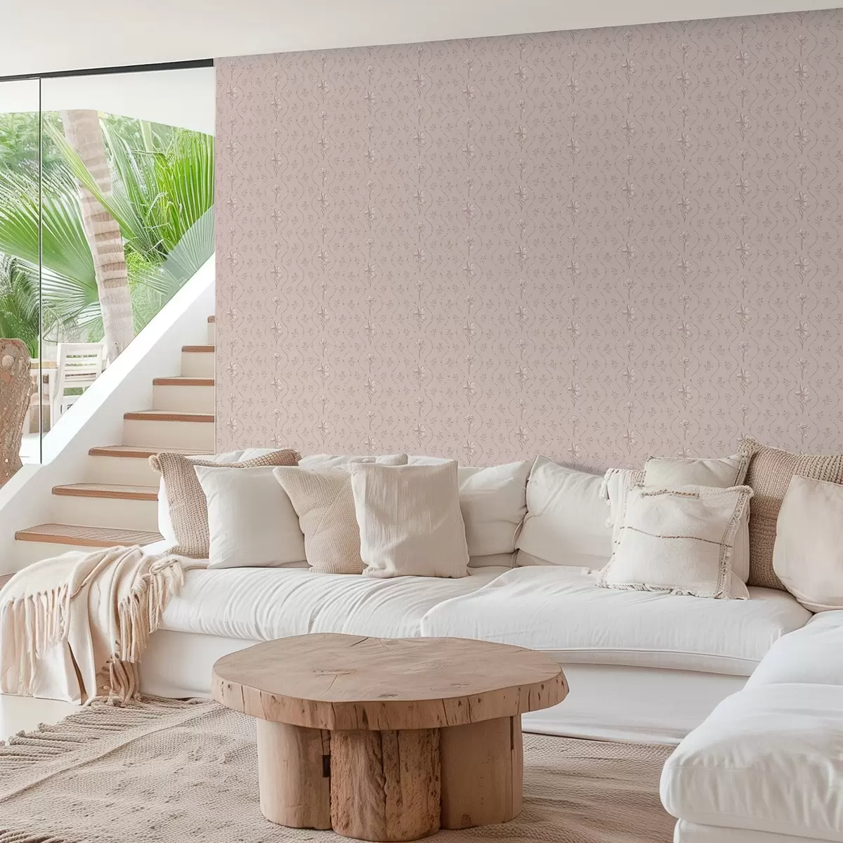 Позадина Мало цвеће и траке у нежним ружичастим и беж тоновима a00808