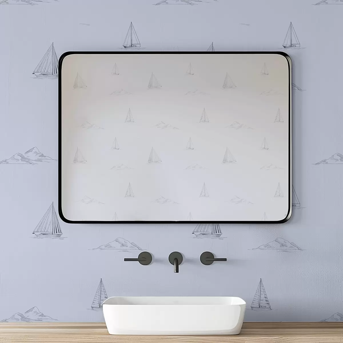 Позадина Скица јахти и острва, плава позадина a00654v3