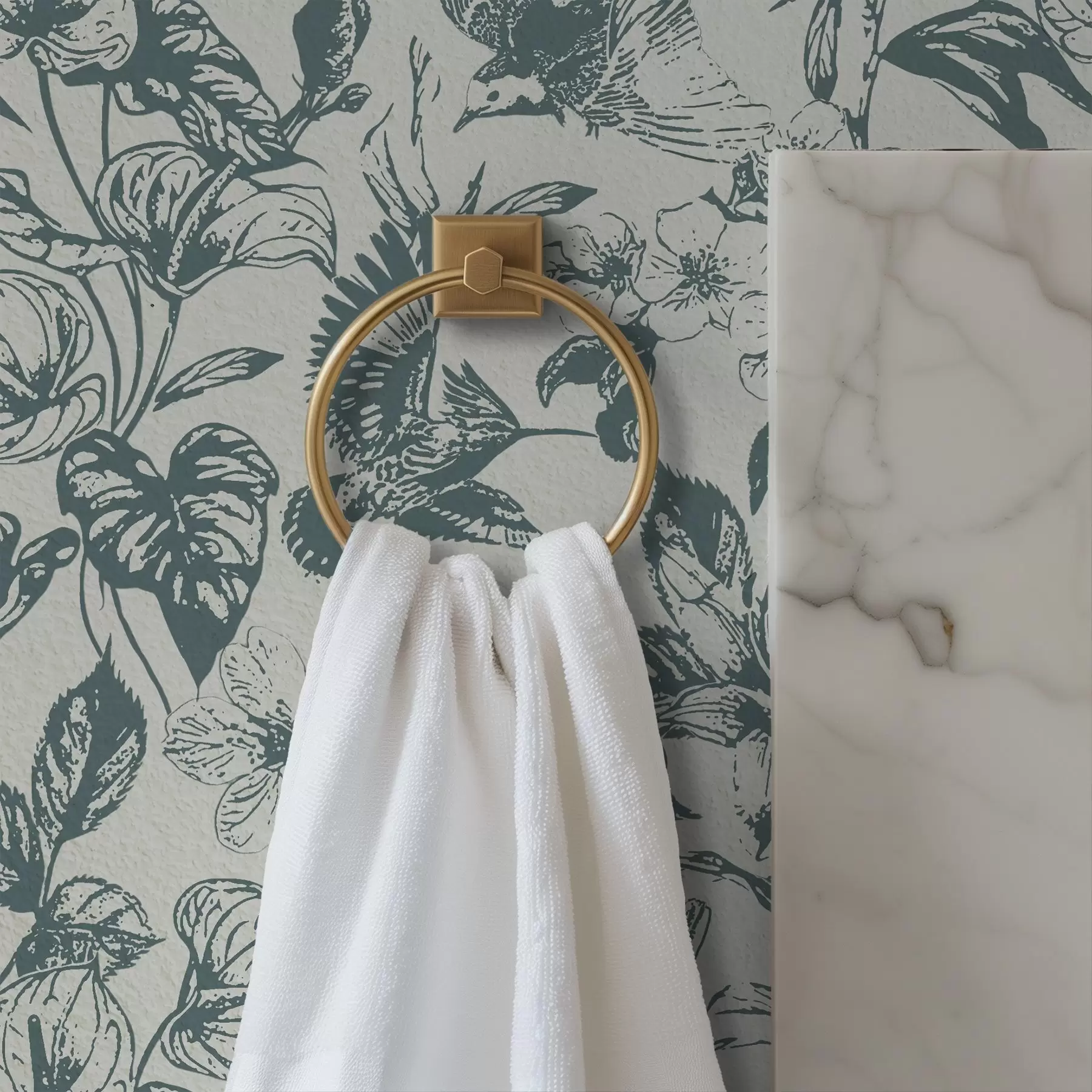 wall murals Монохроматски цветни орнамент са птицама a00737