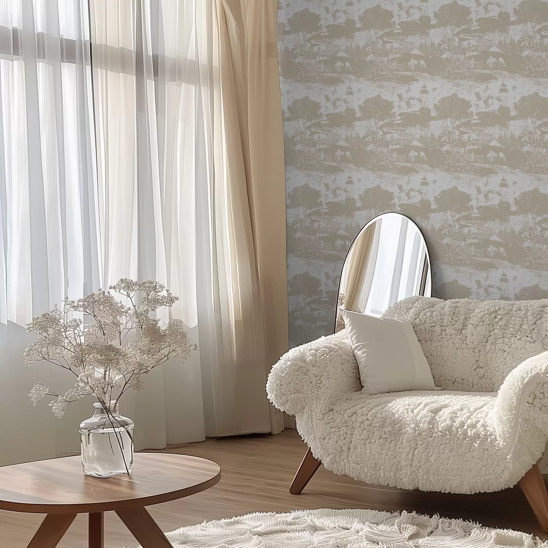 wall murals Сцена са светиоником, дрвећем и кућама у Сијени a00739
