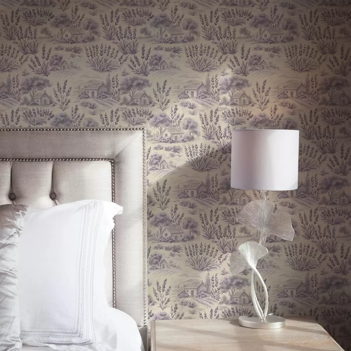 Позадина Поља лаванде и куће у пастелним тоновима a00765