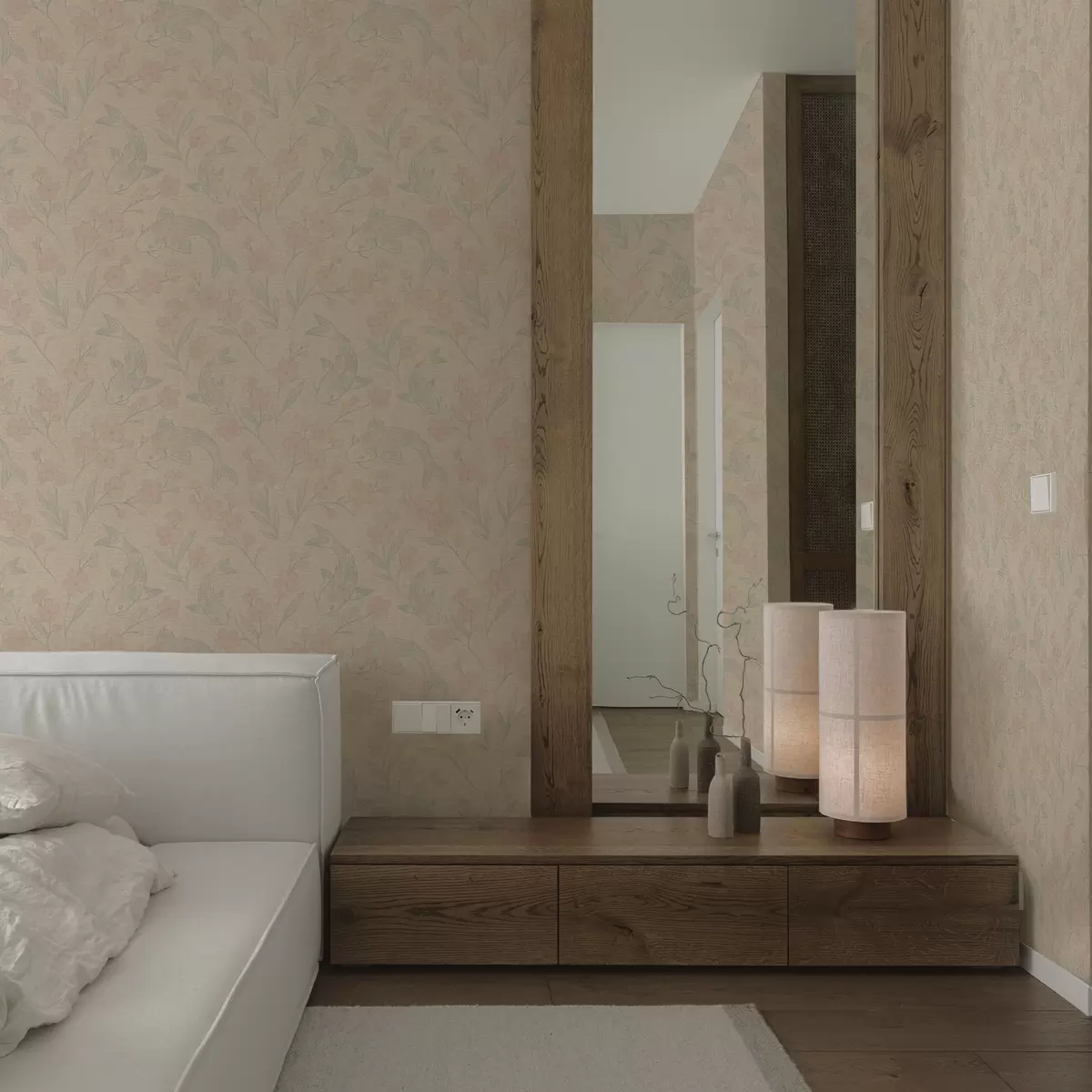 Позадина Шарани међу цвећем у нежним беж-ружичастим нијансама a00766