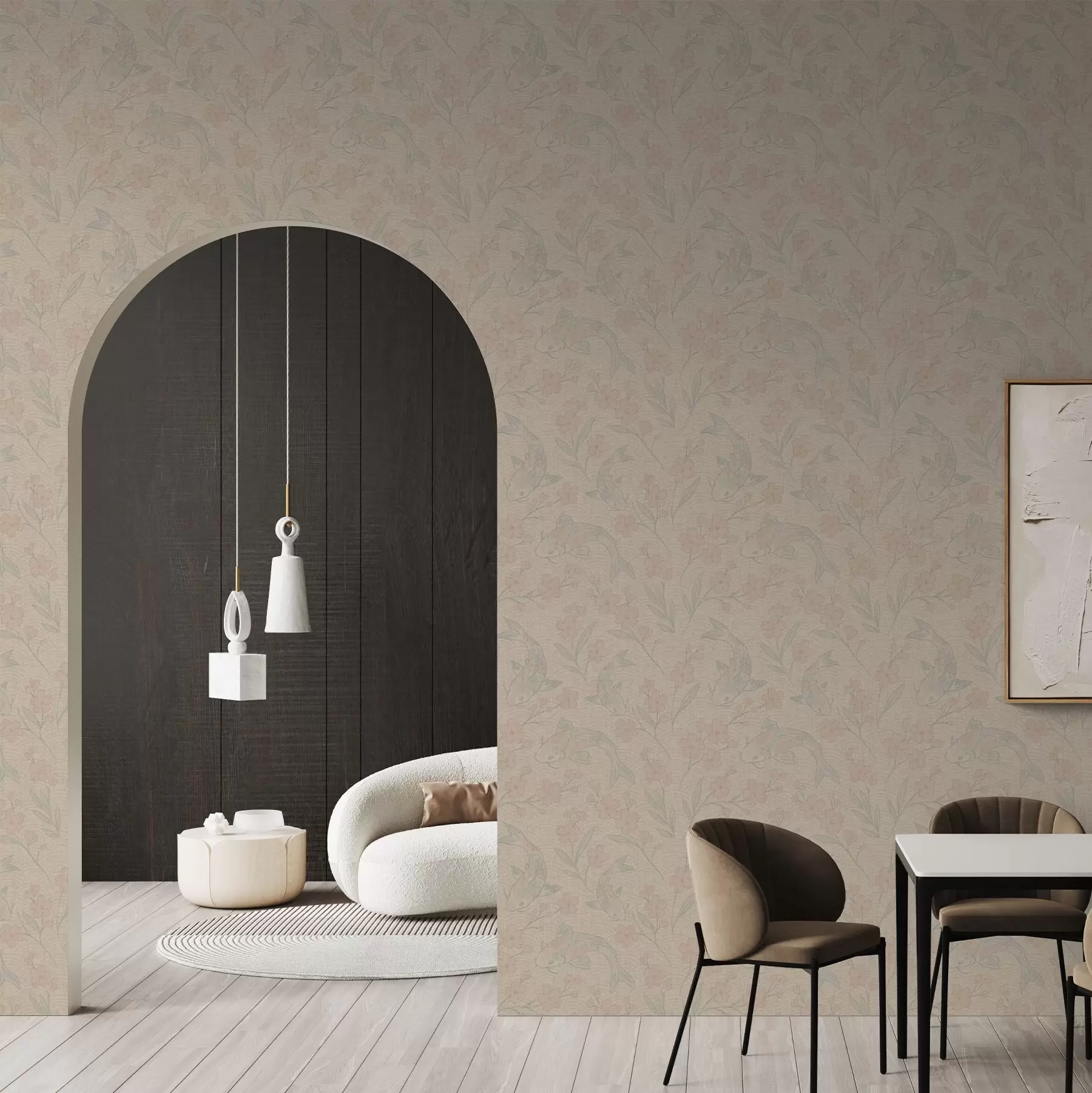 wall murals Шарани међу цвећем у нежним беж-ружичастим нијансама a00766