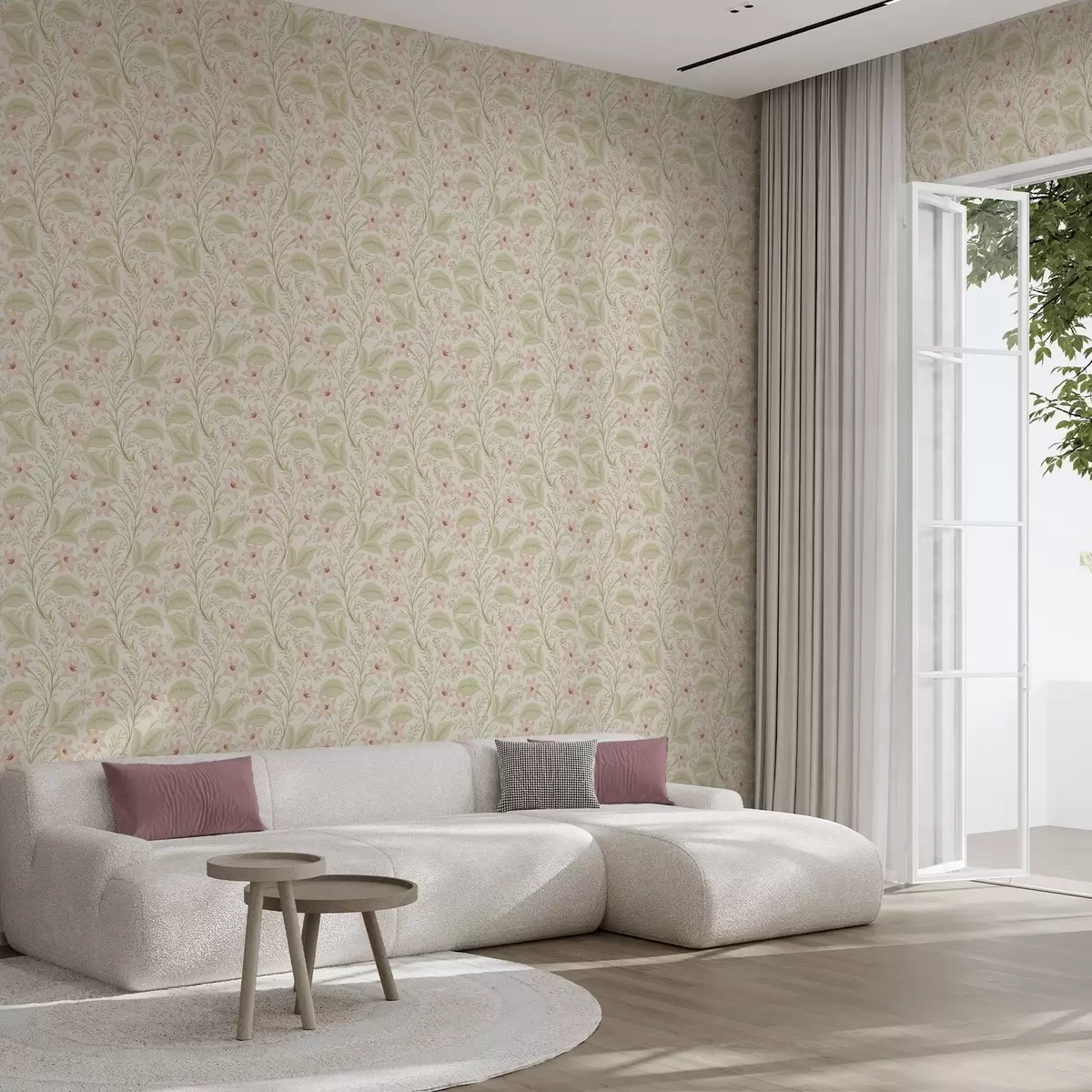 Позадина Нежно цвеће и листови у пастелним тоновима a00771