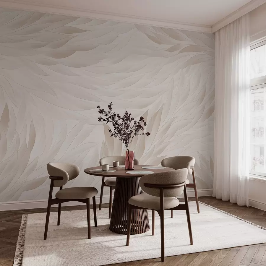 wall murals Таласасти листови у меким кремастим нијансама w04610