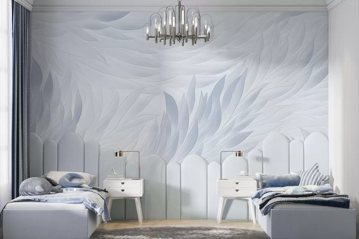 wall murals Таласасти листови у светло плавим тоновима w04610v1