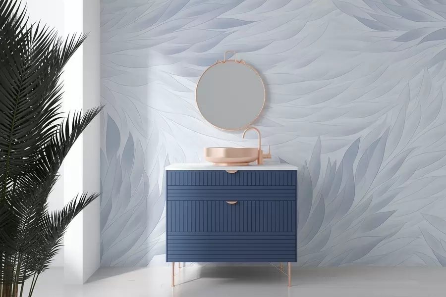 wall murals Таласасти листови у светло плавим тоновима w04610v1