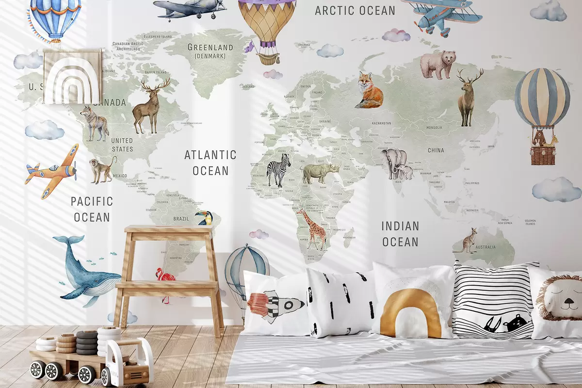 wall murals Zeleni atlas na engleskom c00001en