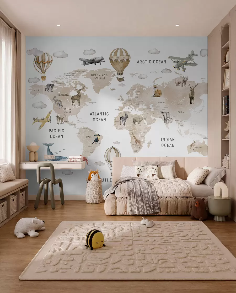 wall murals Atlas životinja u bež boji c00001env2
