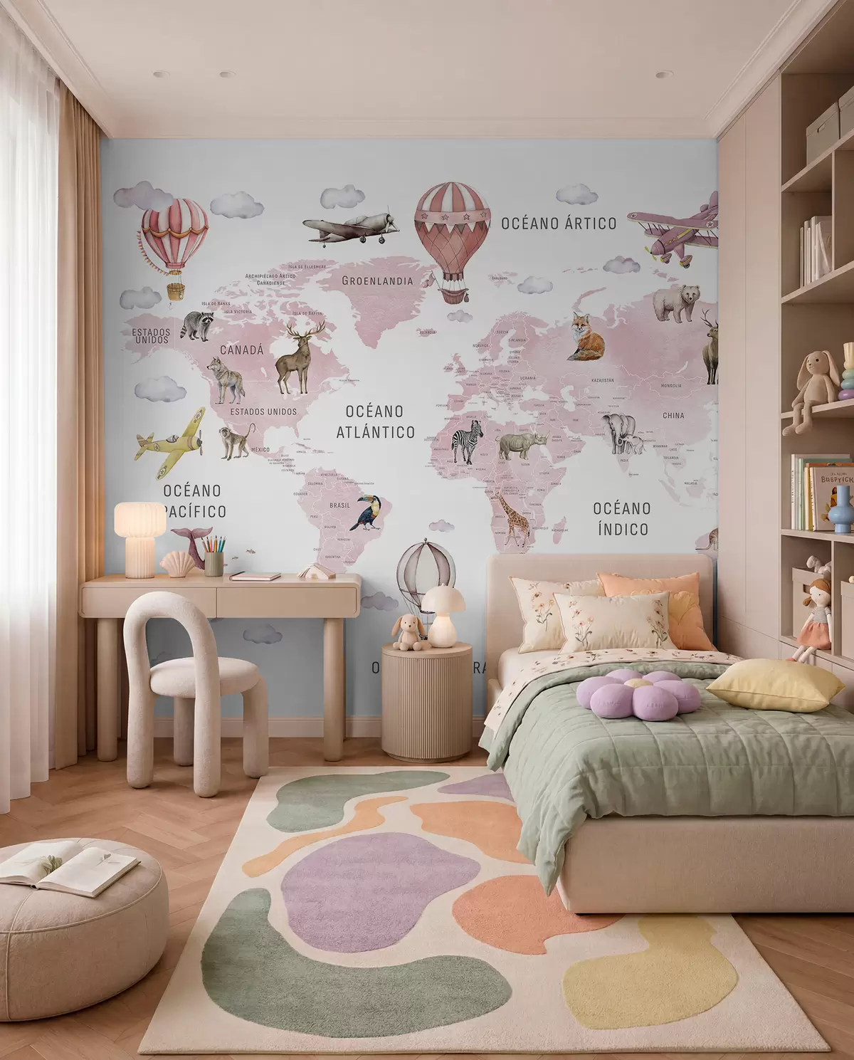 wall murals Ružičasti atlas na španskom c00001esv3