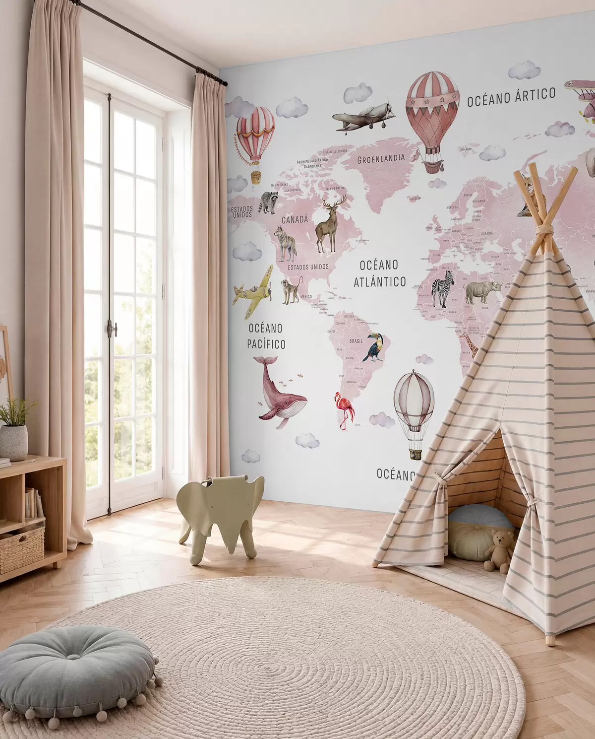 wall murals Ružičasti atlas na španskom c00001esv3