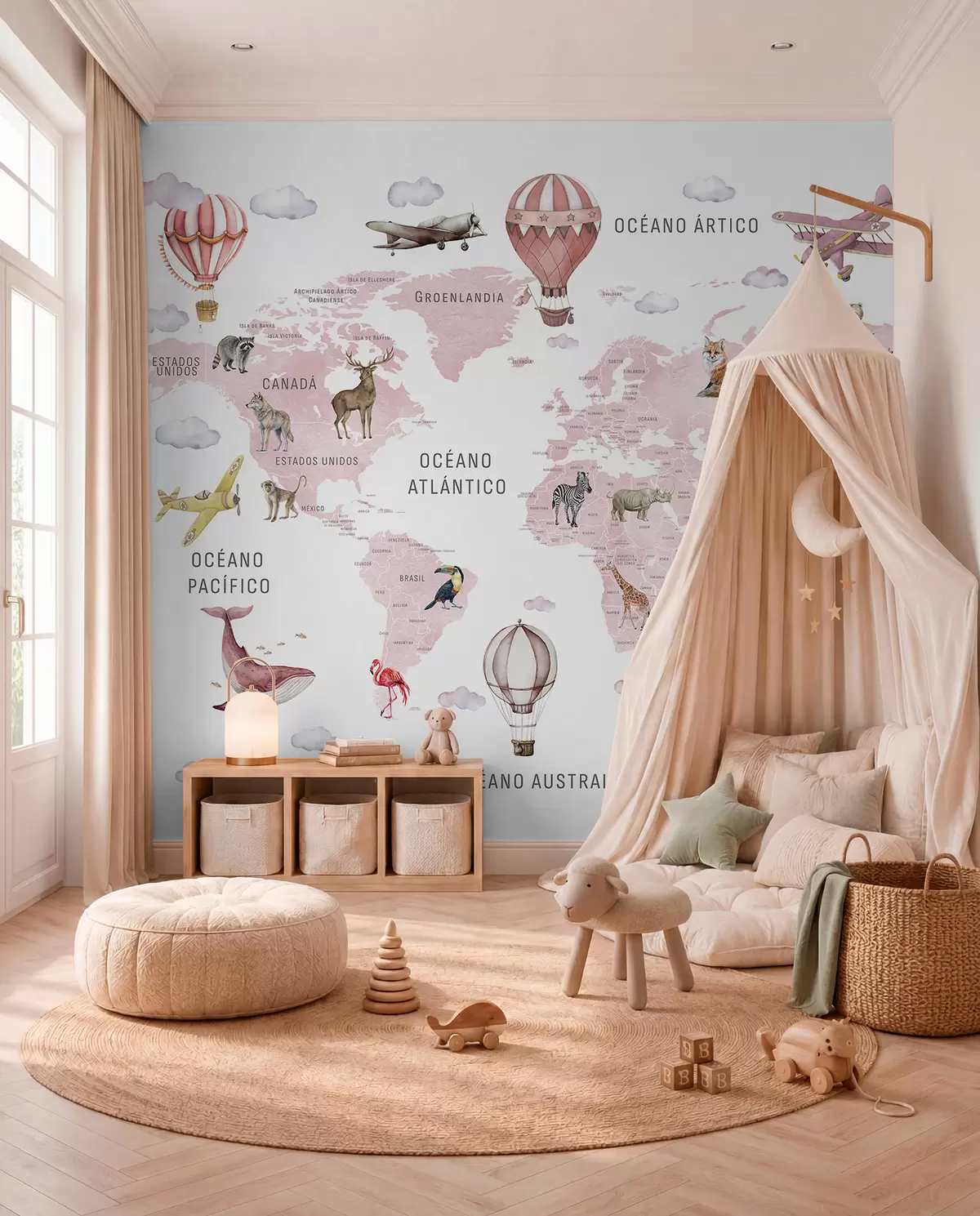 wall murals Ružičasti atlas na španskom c00001esv3