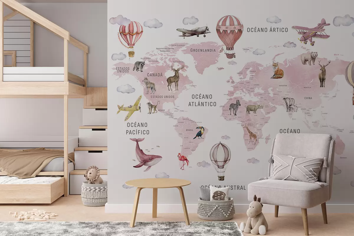 wall murals Ružičasti atlas na španskom c00001esv3