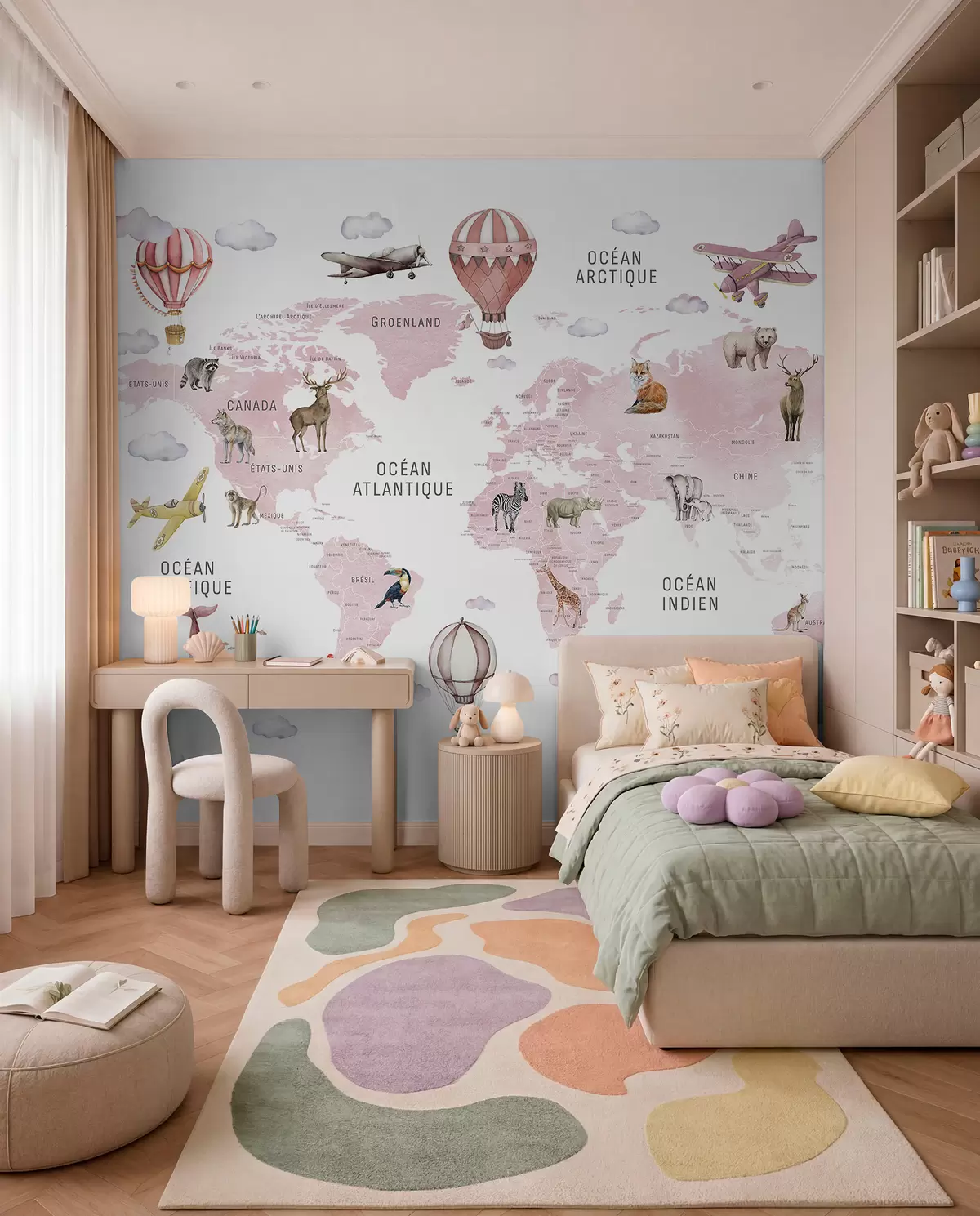wall murals Ružičasti atlas na francuskom c00001frv3