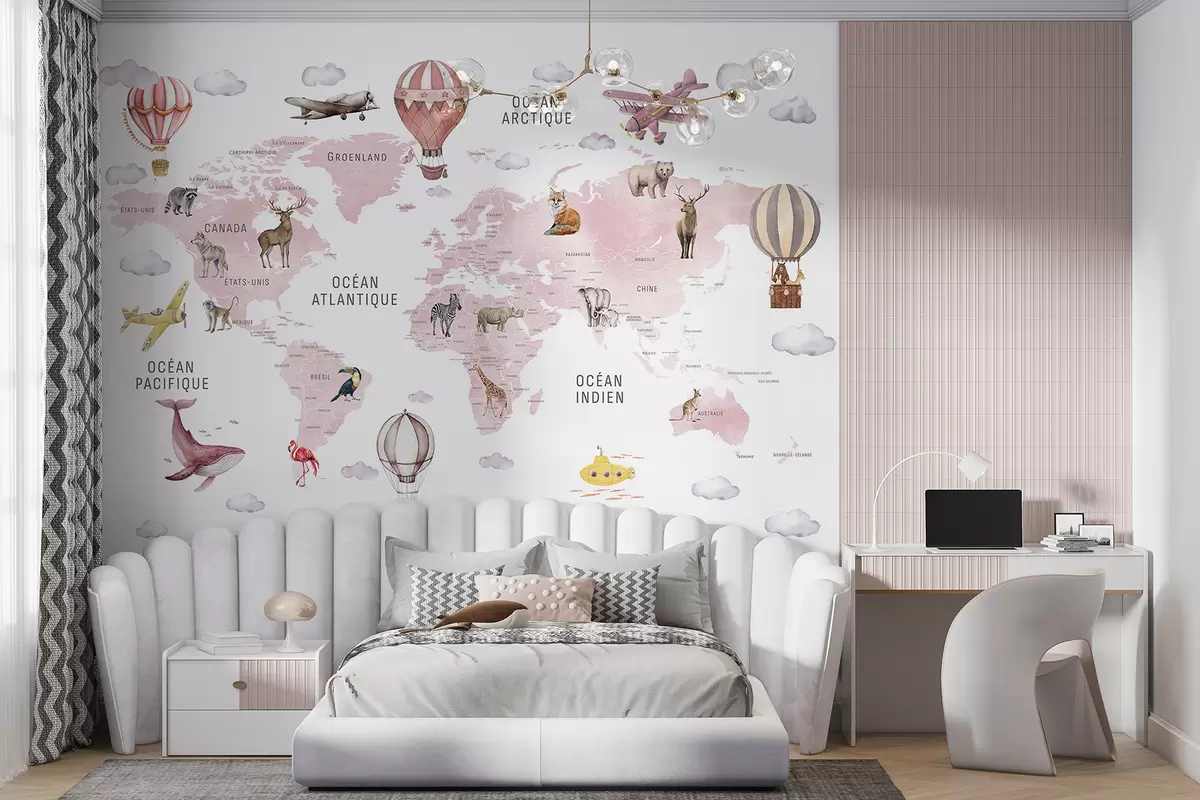 wall murals Ružičasti atlas na francuskom c00001frv3