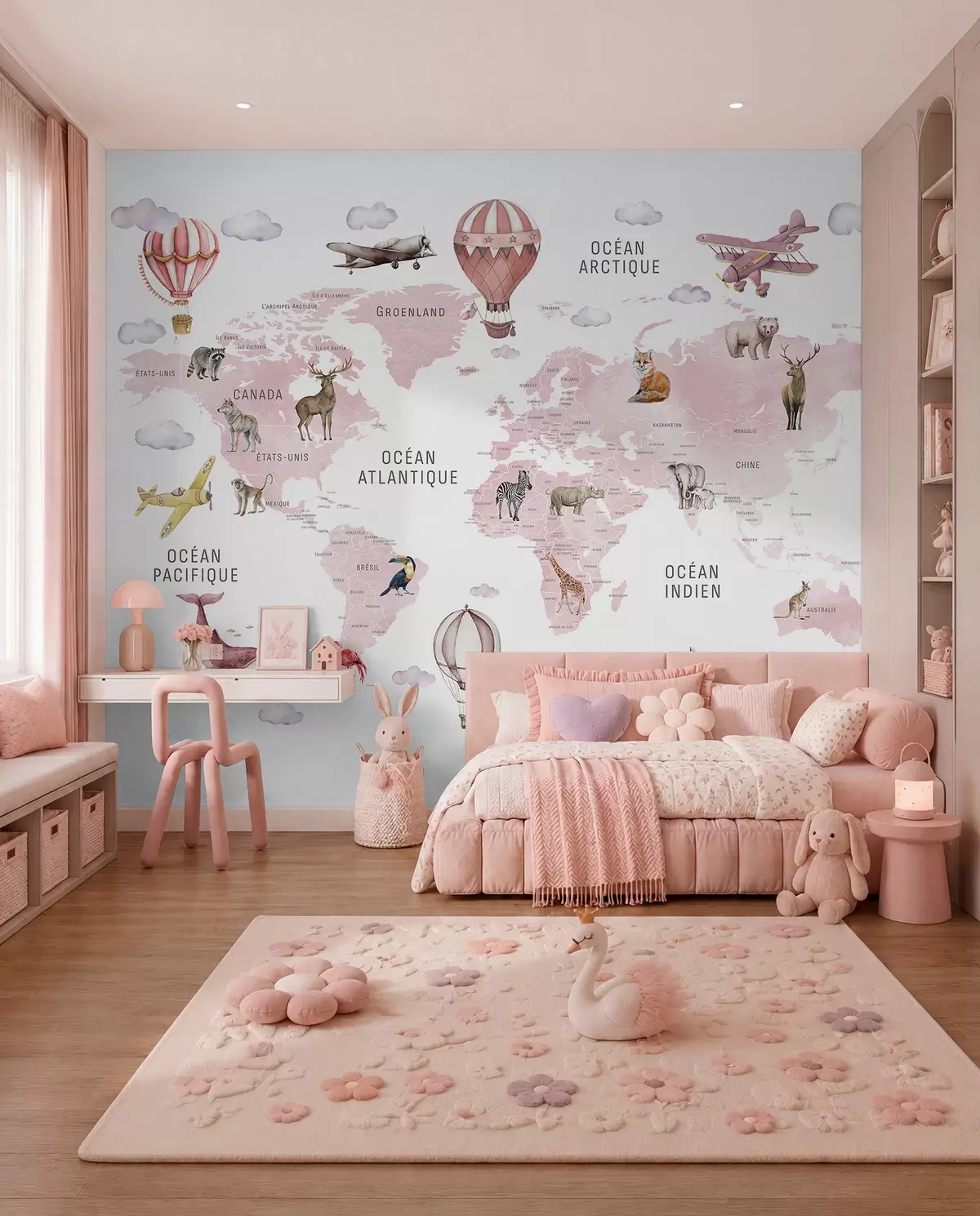 wall murals Ružičasti atlas na francuskom c00001frv3