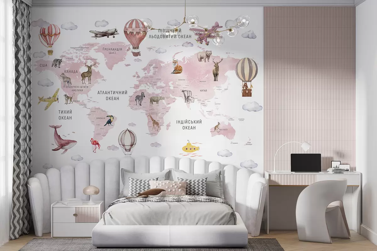 wall murals Ružičasti atlas na ukrajinskom c00001ukv3