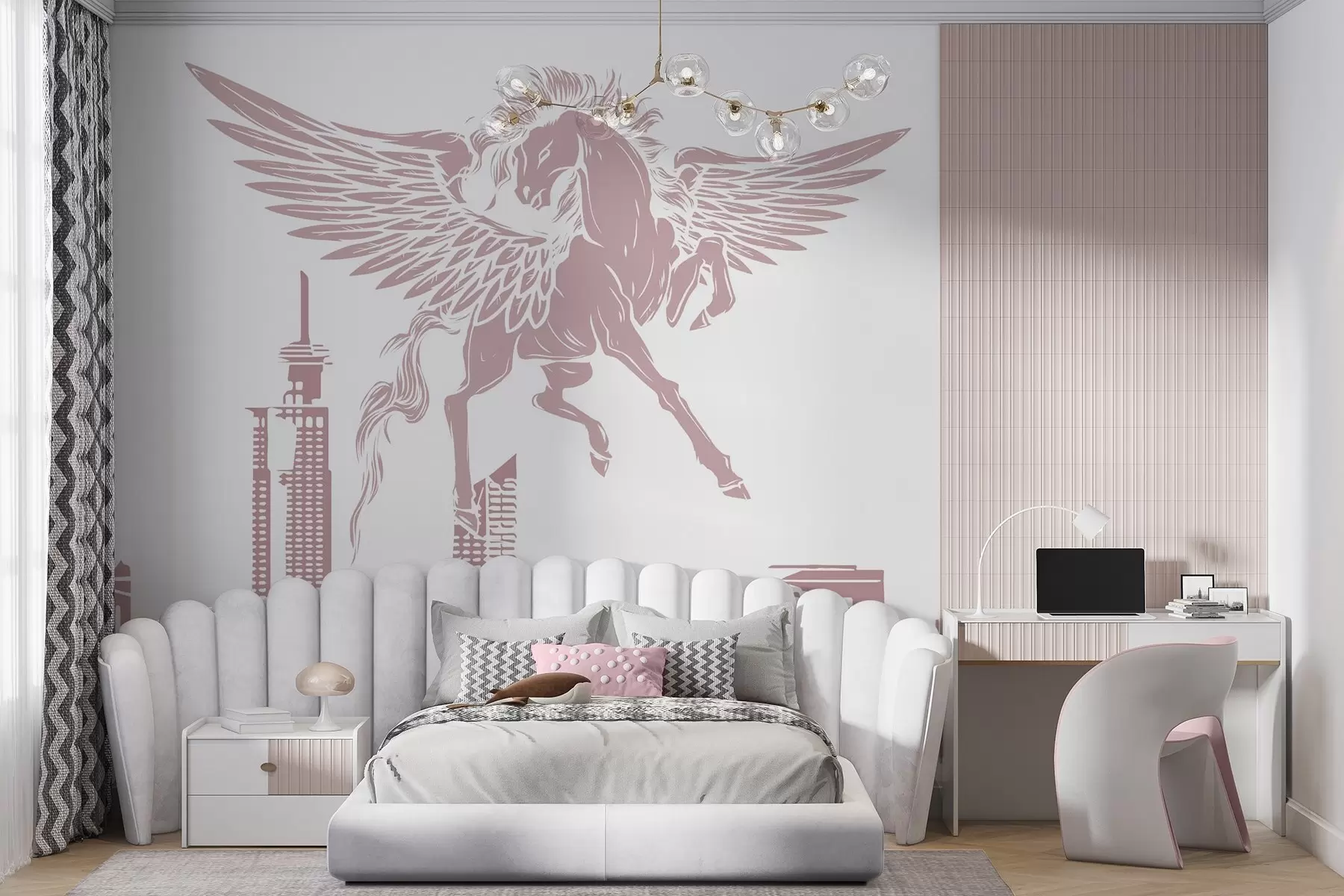 Тапете на зиду Пегаз изнад града w04777у Црној Гори – Uwalls wall murals Пегаз изнад града w04777