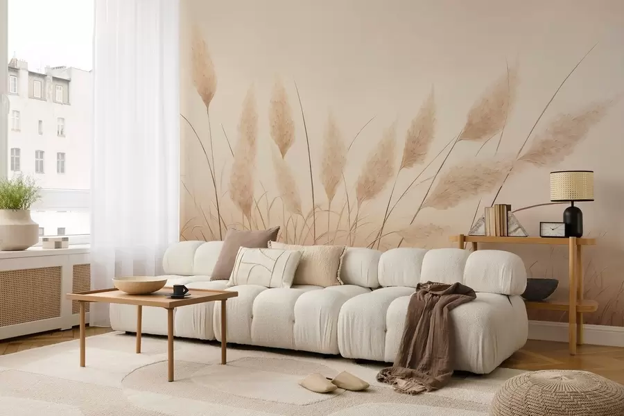 wall murals Мекана беж пампас трава на пољу w09324