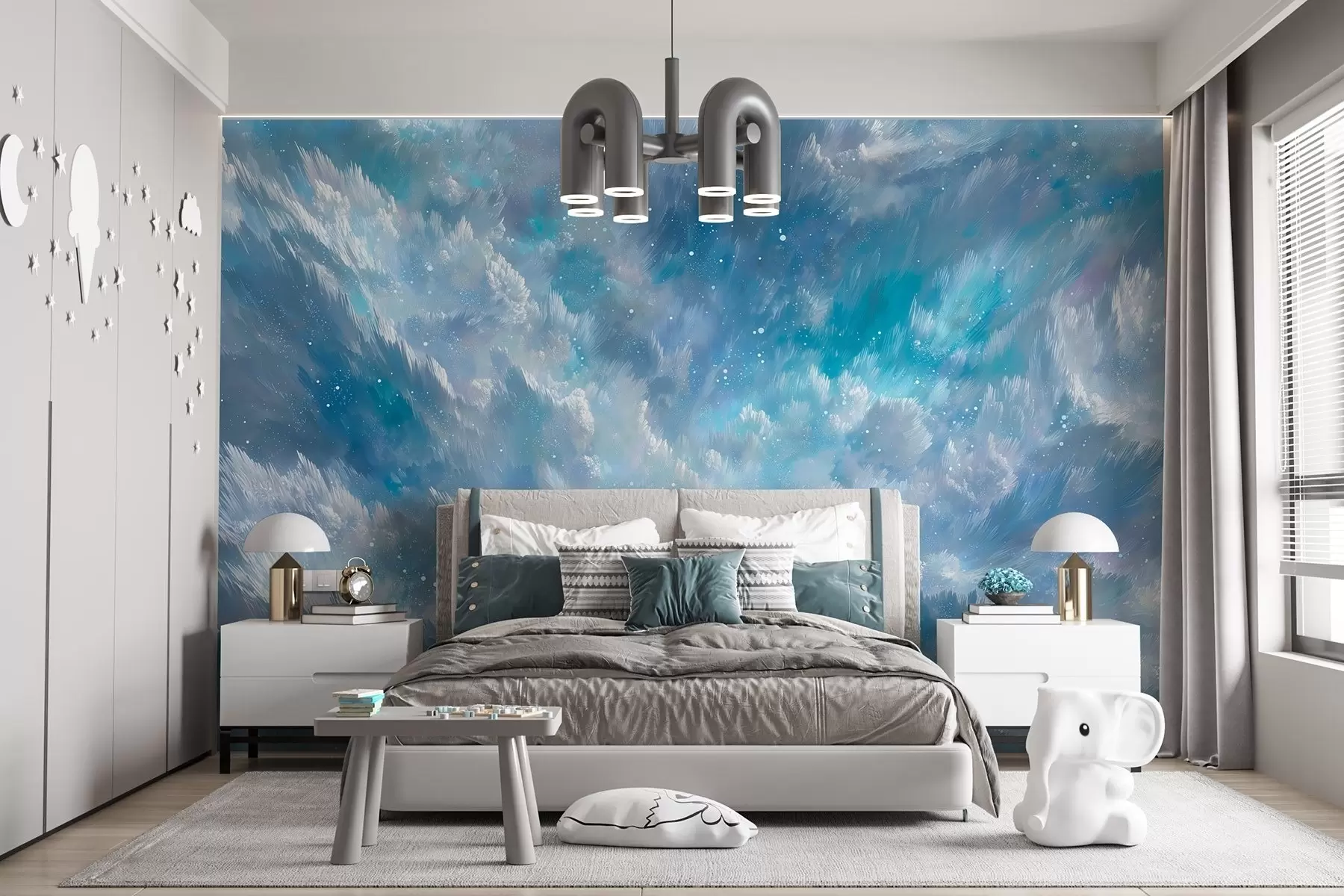 wall murals Небески апстрактни облаци у хладној пастелној палети w09459