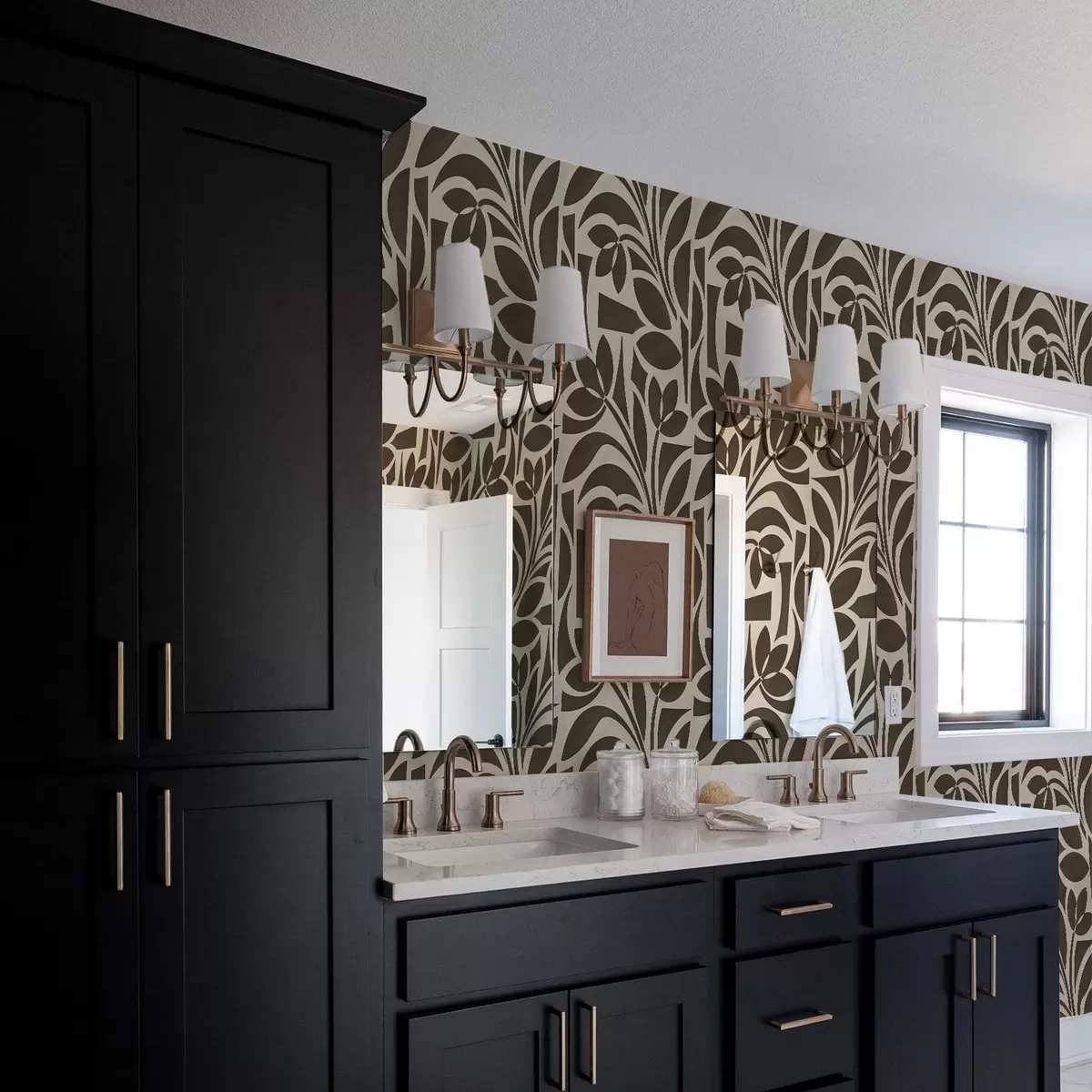 Позадина Геометријске силуете листова, тамносмеђе на беж боји a00679v1