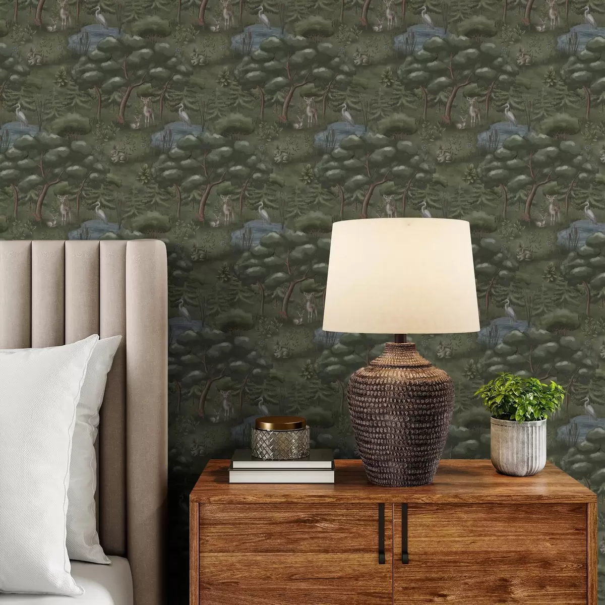 Позадина Шумска пропланак са ланади, зечевима и чапљама a00680