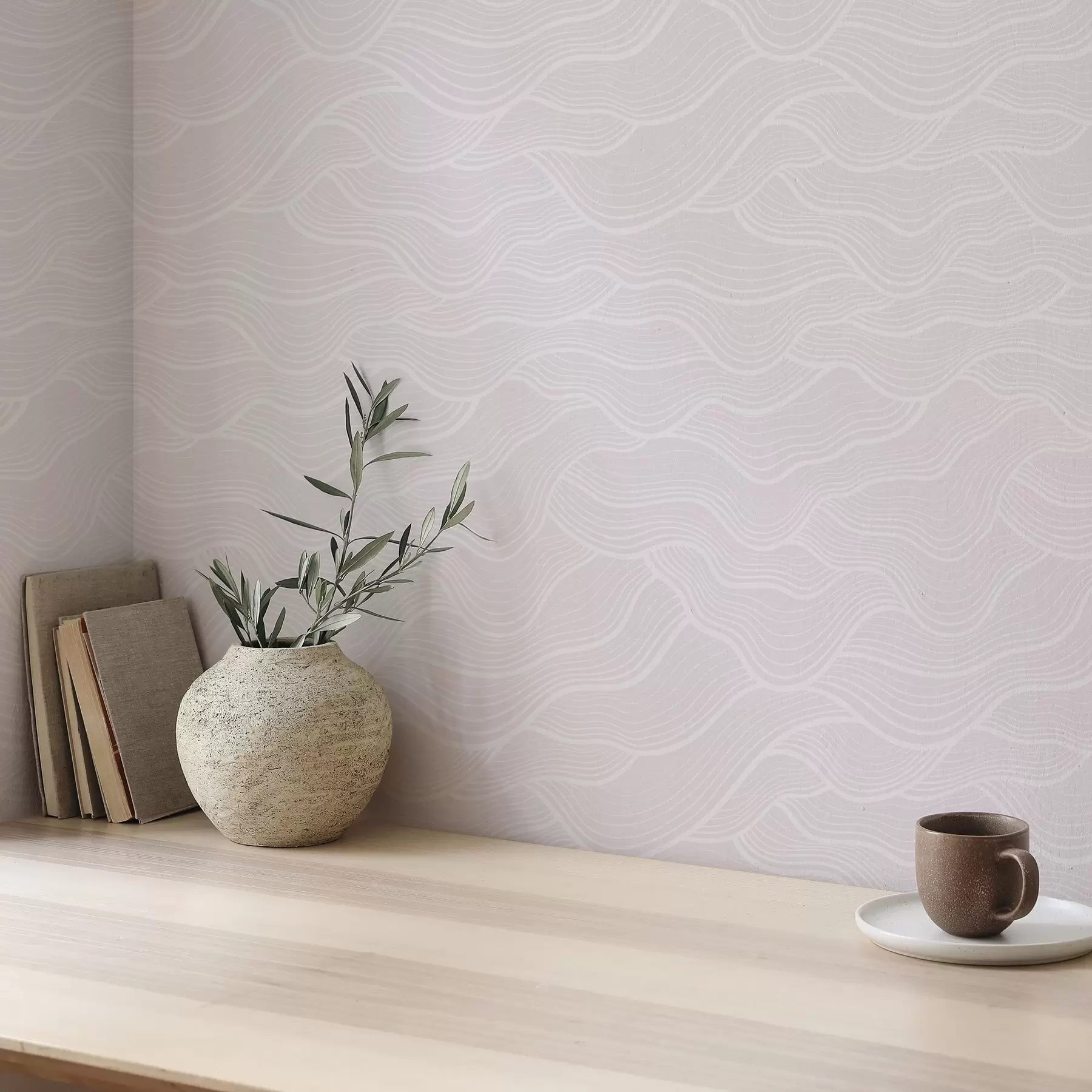 wall murals Пастелно ружичаста подлога са таласастим линијама a00682v3