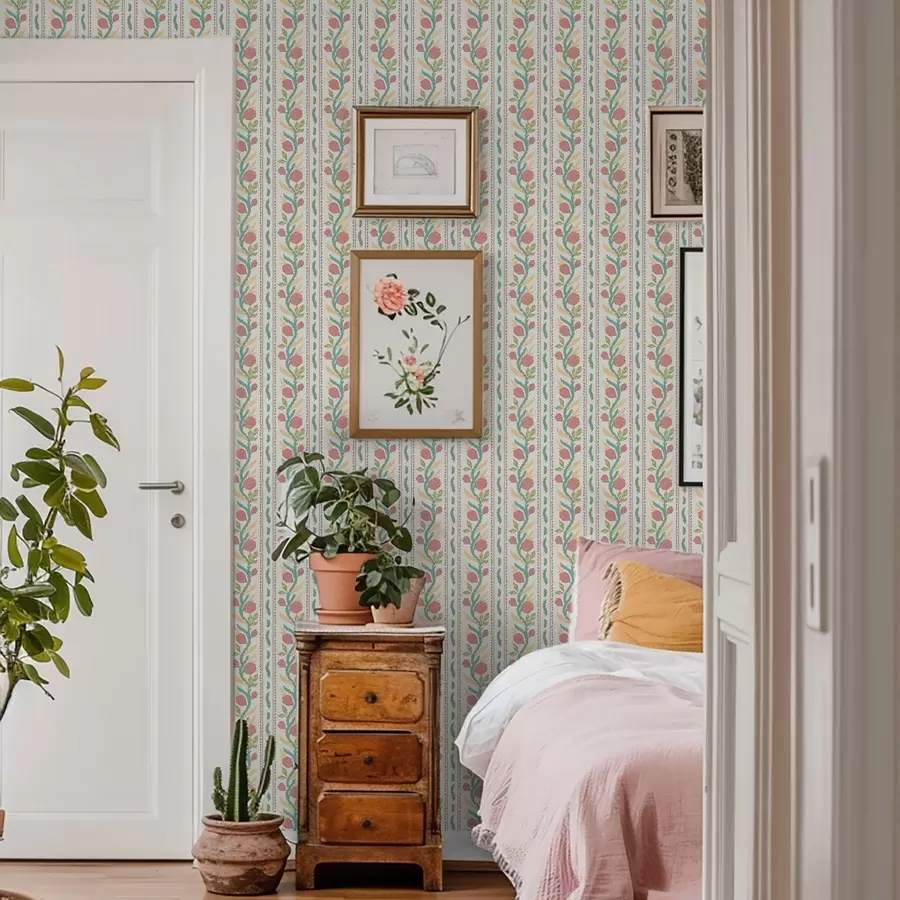 wall murals Пруге са коралним пупољцима на светло кремастој позадини a00816v1