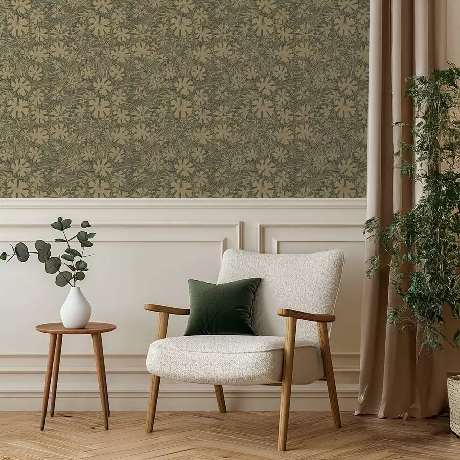 wall murals Пољско лишће и траве у сиво-маслинастим нијансама a00847v1